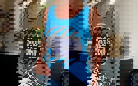 Liz before running the 2025 London Marathon